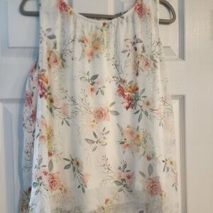 Made in Italy sheer overlay floral top